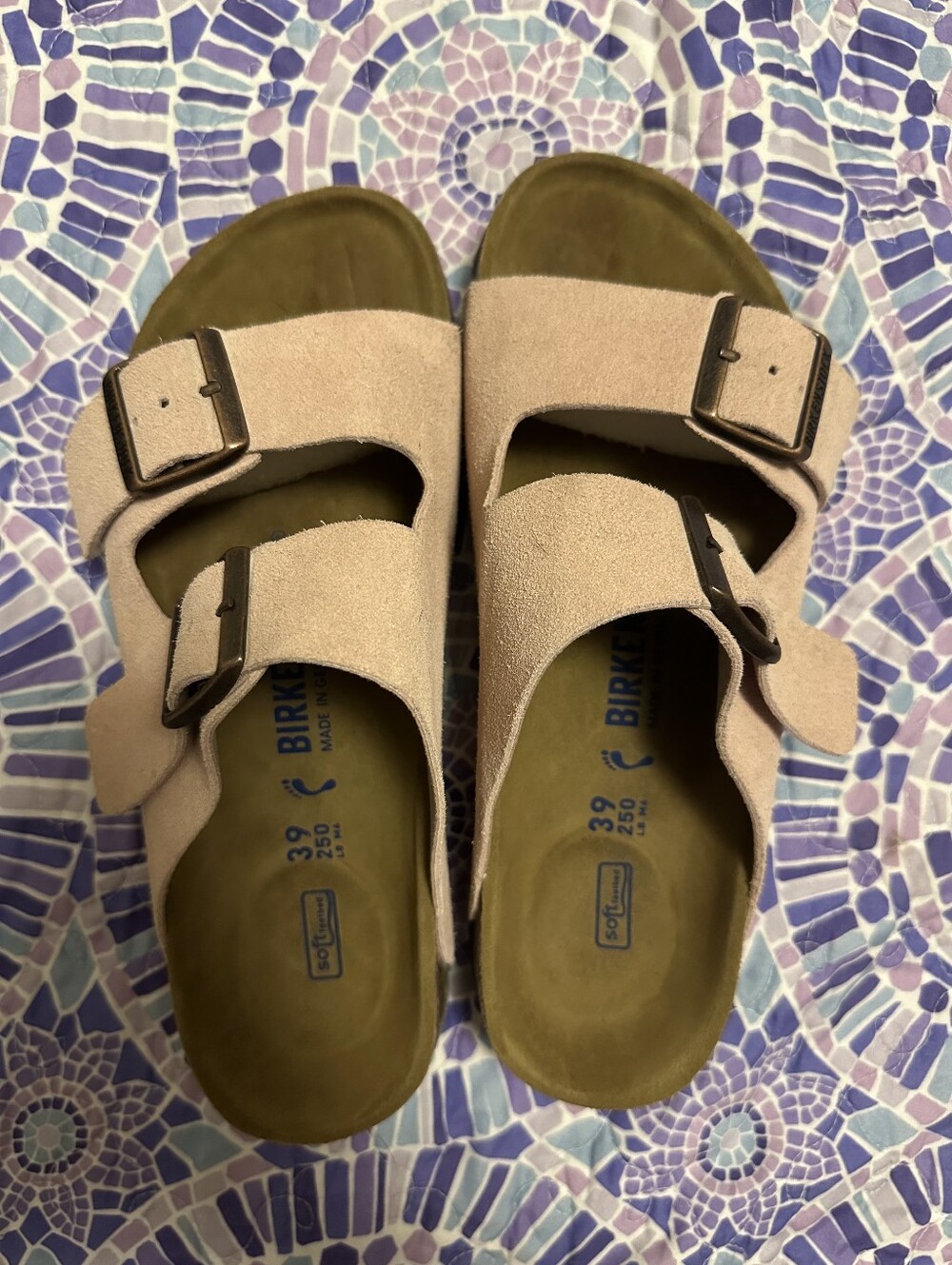 Birkenstock Light Pink Suede Two-Strap Sandals